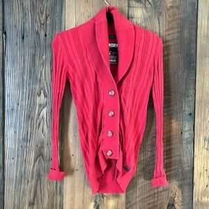 Superdry Women's Red Button-Up Sweater